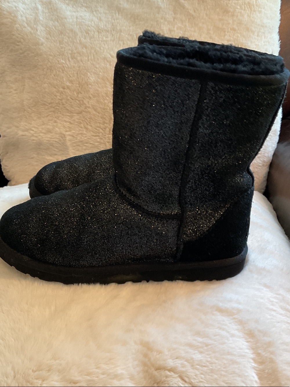 UGG Black Glitter Classic Short Women's Boots